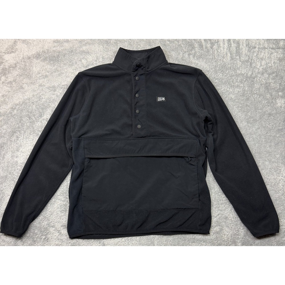 Mountain Hardwear Microchill Snap Fleece Mens M Black Pullover Hiking Outdoor